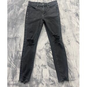 American Eagle Hi-Rise Jegging The Dream Jean Womens 6 Regular Black Raw Hem